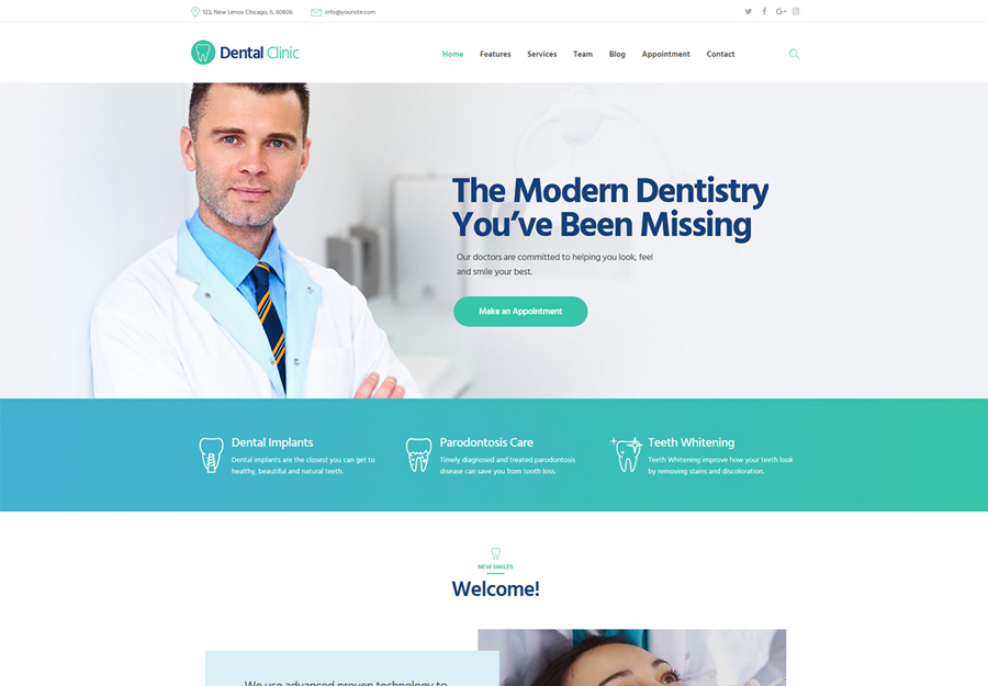 Clínica Dental |  Tema de WordPress para clínica dental, medicina y atención sanitaria