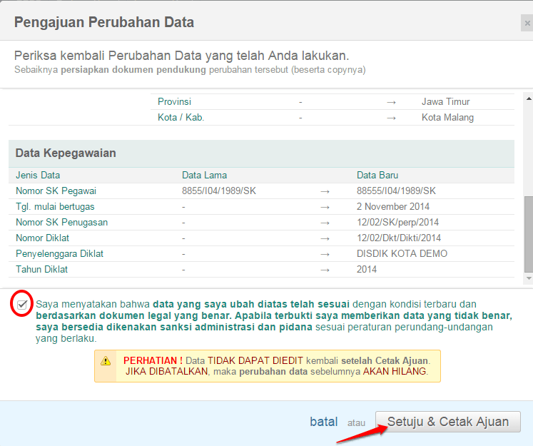 periksa dan cetak surat ajuan