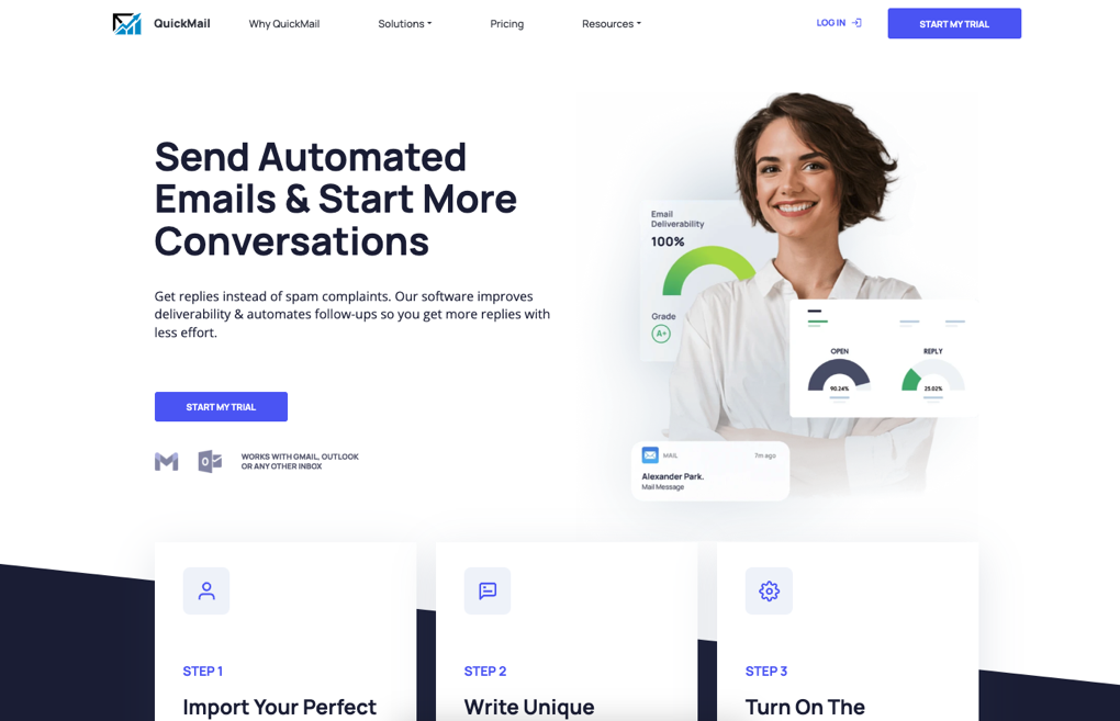 QuickMail a sales tool that helps you start more conversations using email automation.