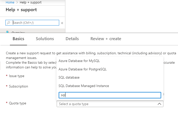 You have an Azure SQL Managed Instance in the East US region. You notice that the performance of the instance has become sluggish. Your objective is to increase quota limits for the Azure SQL Managed Instance.