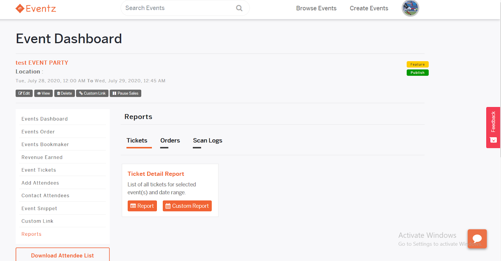 Ticket Order and Reports