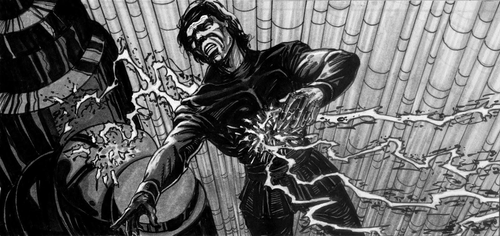 luke hit by force lightning jedi story board