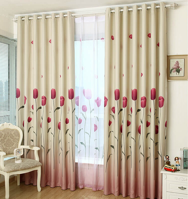 Rèm vải họa tiết hoa
