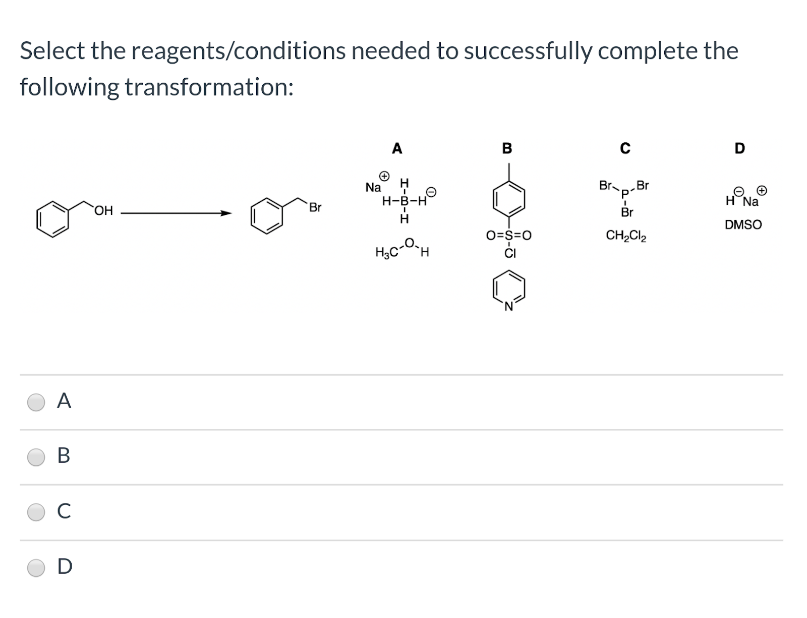 Select the reagents/conditions needed to successfully complete the following transformation: Bro-Br HONGO Br orano Br • 0 0 0