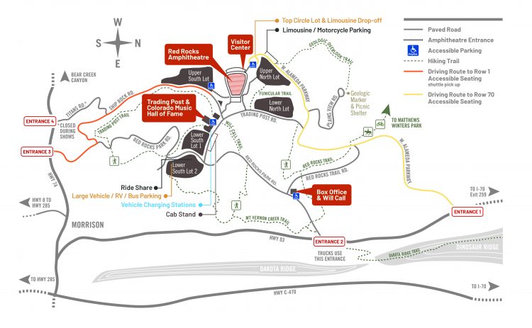 red rocks amphitheater parking map