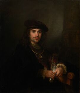 A portrait of Lucien I, with the ancestral blade in hand.
