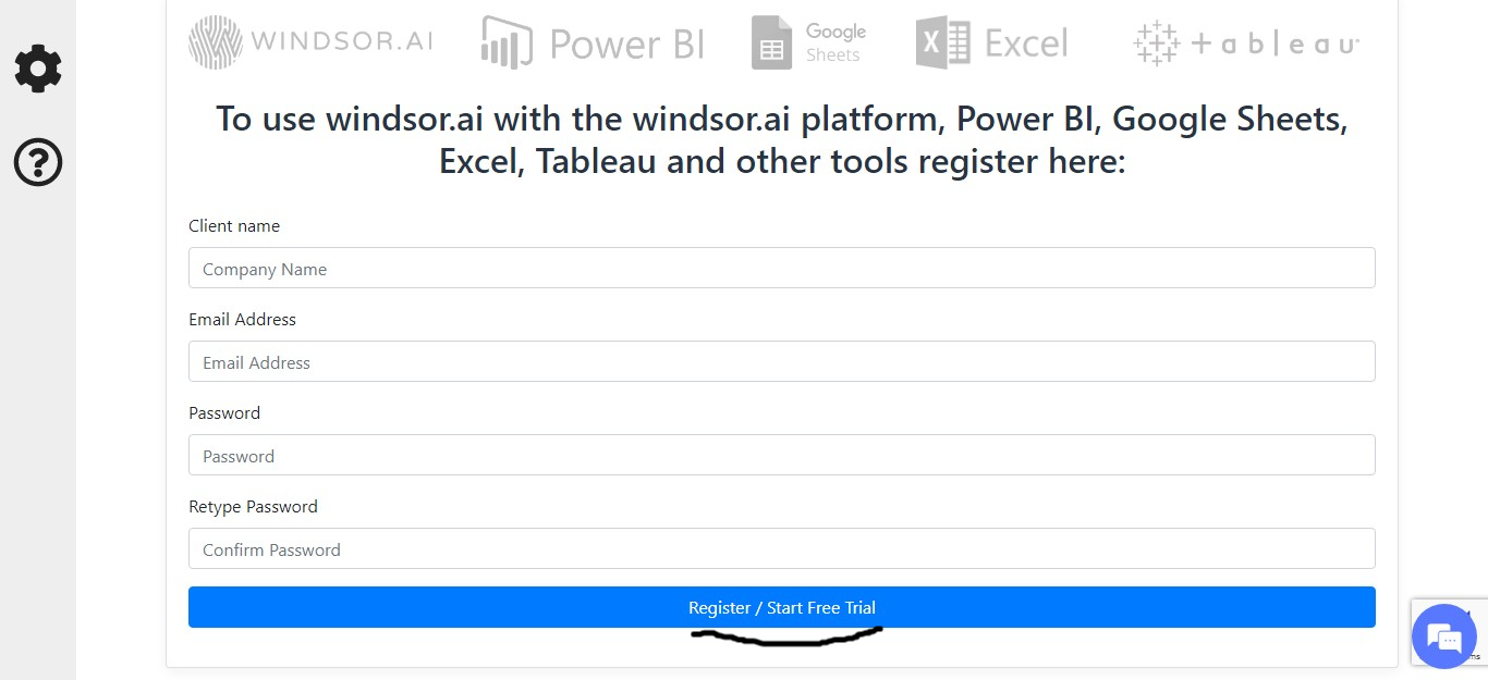 Register for free trial with windsor.ai