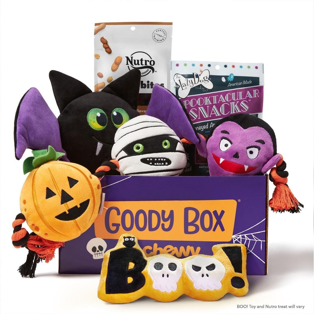 Goody Box Halloween Dog Toys & Treats, Medium/Large in 2022 | Halloween dog  toys, Dog halloween, Dog toys