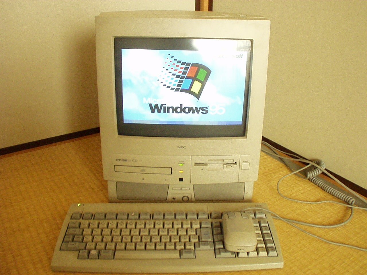 NEC PC9821 Cb, a vintage all-in-one computer with an integrated monitor and tower.
