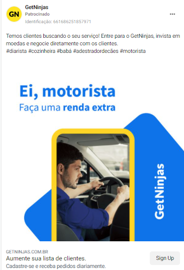 Exemplo de anúncios: GetNinjas