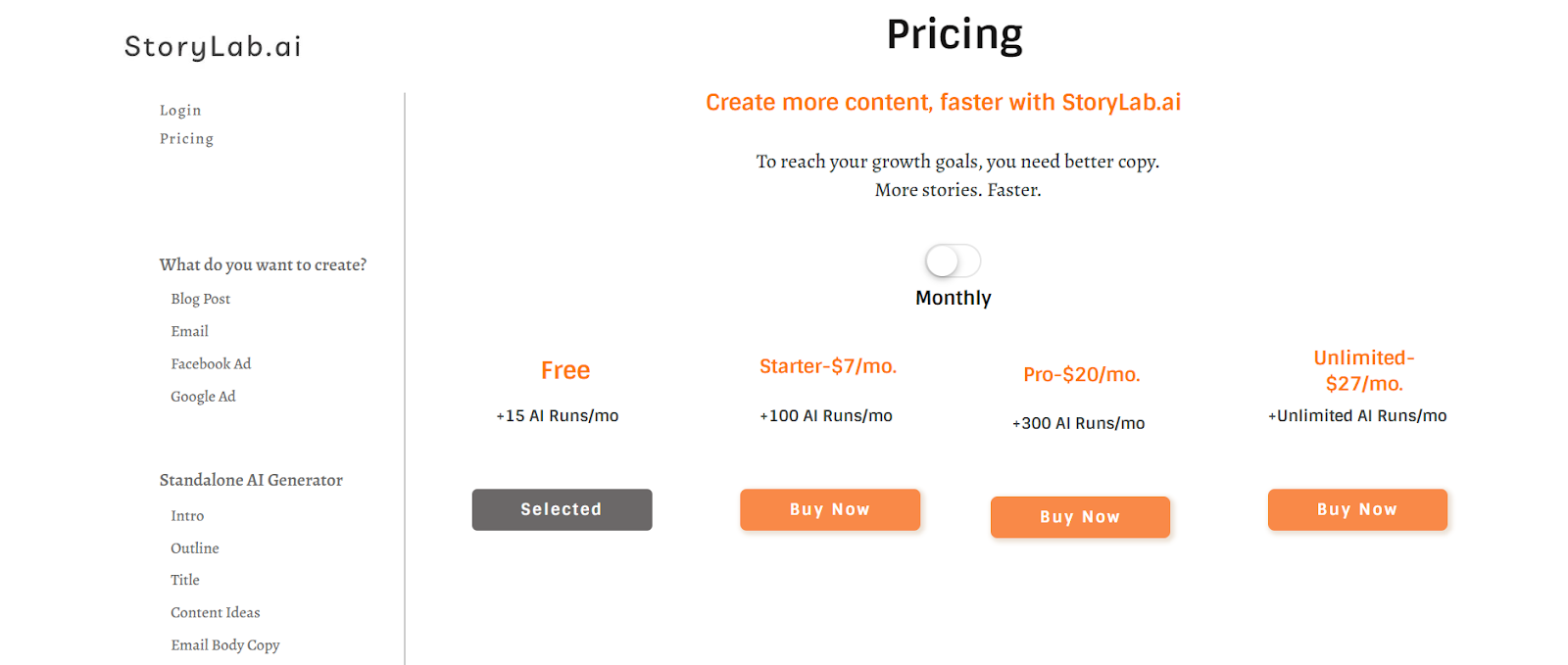 StoryLab AI Writer: Cost And Price Plans