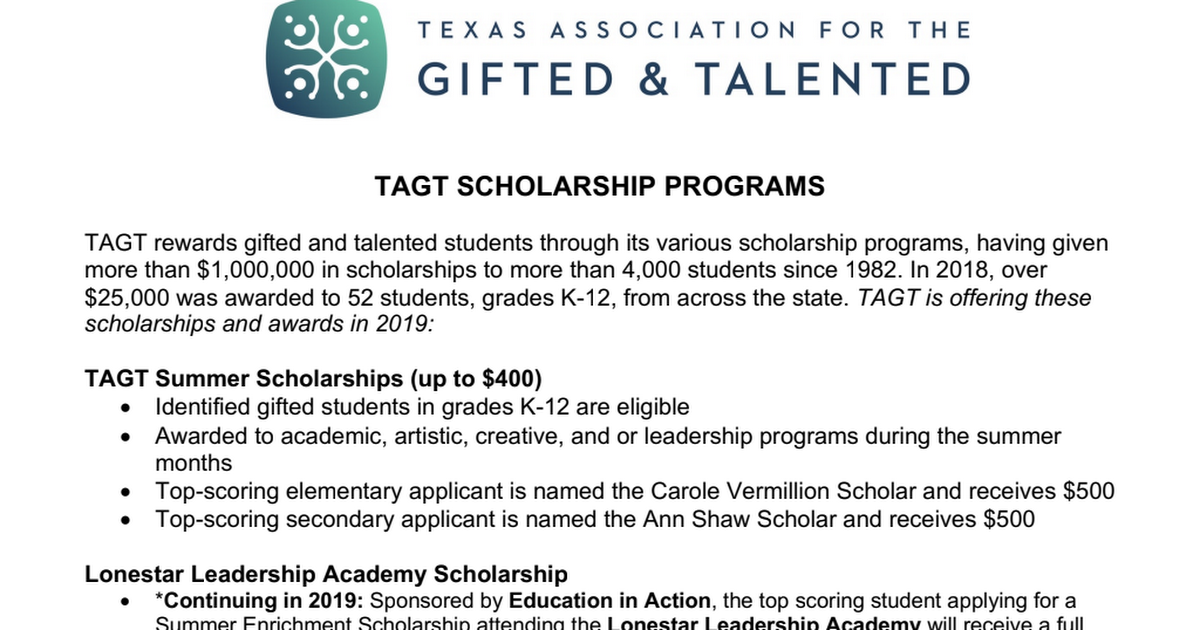 TAGT Scholarships - General Information.pdf