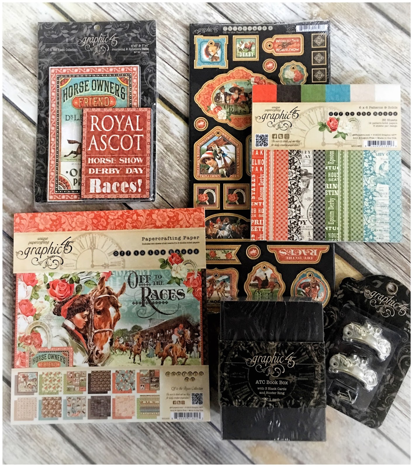 (FB prize April 14) Off to the Races, ATC Book Box, Metal Prize $40 Graphic 45