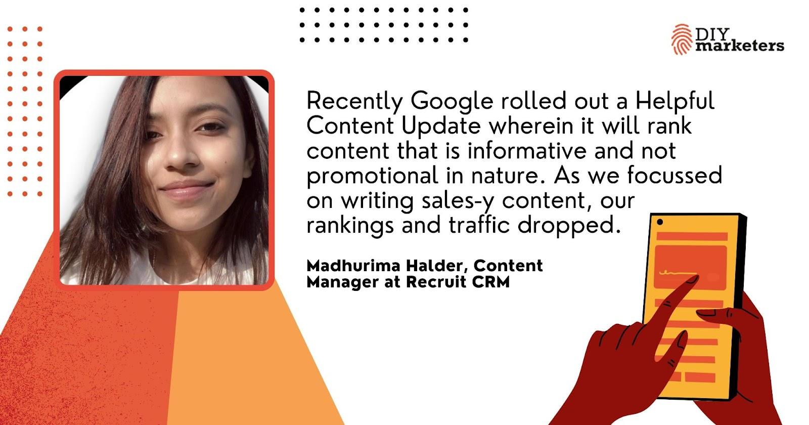 Madhurima Halder, Recruit CRM quote on marketing threats
