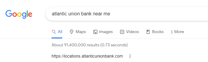 Atlantic Union Bank near me google search