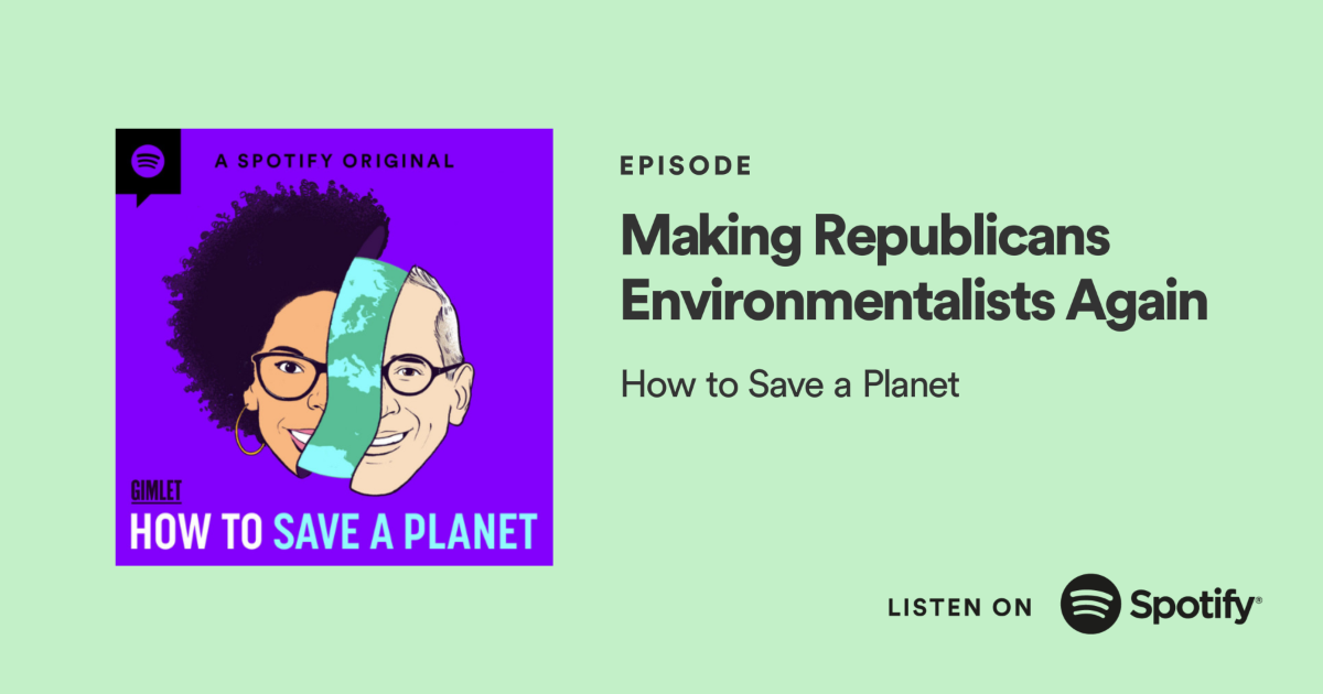Episode Promo Image Title of episode with the show's branded illustration of hosts Dr. Ayana Elizabeth Johnson and Alex Blumberg separated by a sliver of planet Earth. Image is hyperlinked to respective Spotify episode page.
