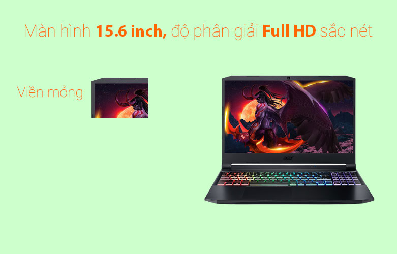 Máy tính xách tay/ Laptop Acer Nitro 5 Eagle AN515-57-720A (i7-11800H) (Đen) | Độ phân giải Full HD sắc nét