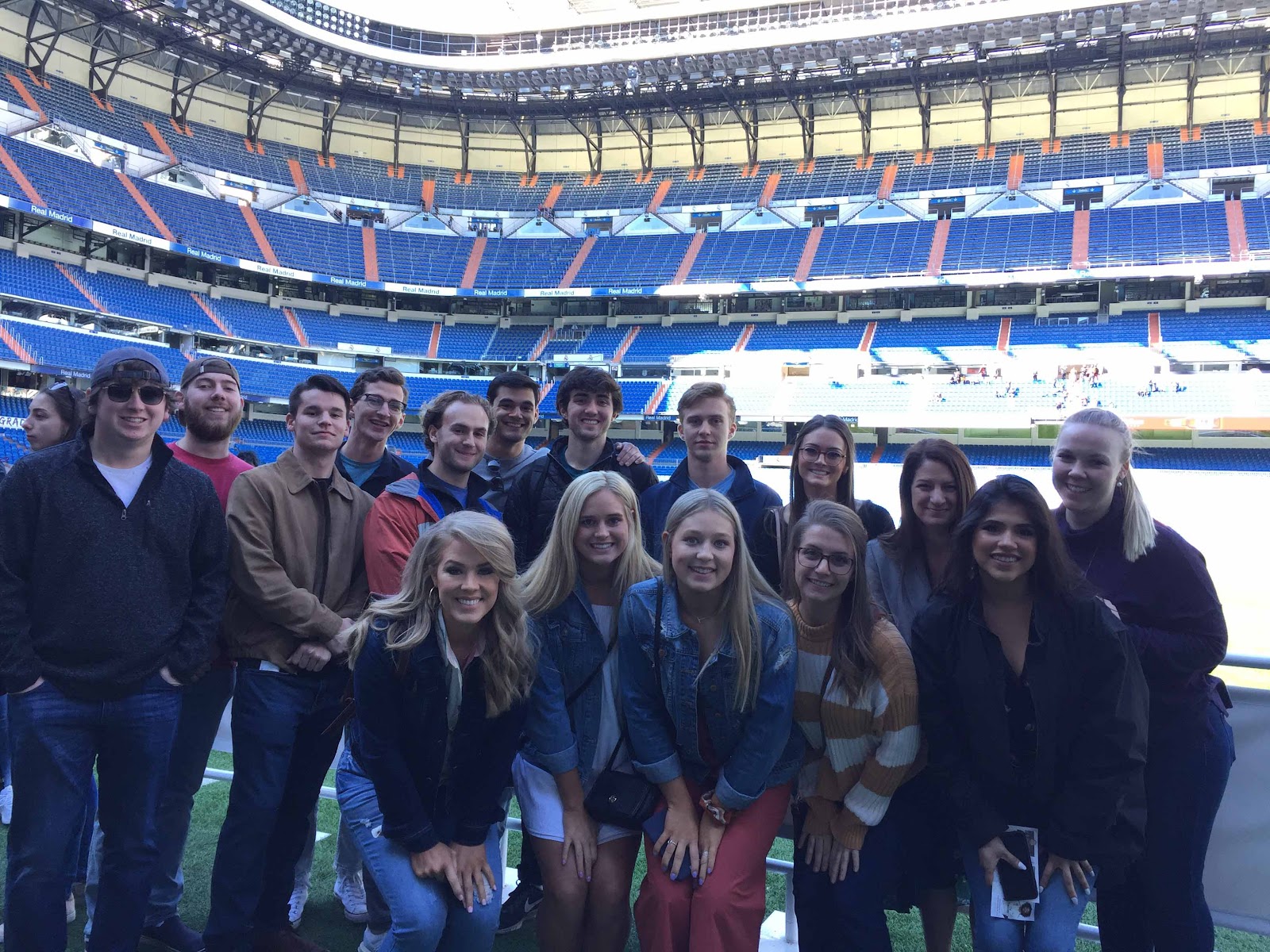 Group of students at a sports stadium