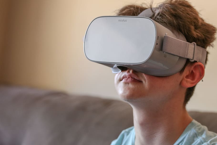 Kid wearing VR headset