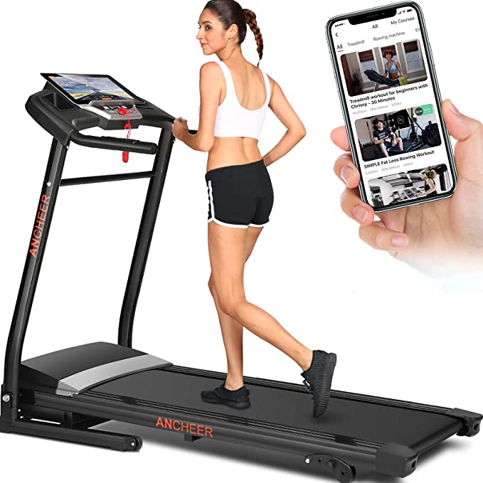 ANCHEER Treadmills for Home TR5689, Folding Treadmills with LCD Monitor, Electric Treadmill Pulse Grip and Safety Key, Jogging Walking Exercise Running Machine for Family/Apartment/Office Workout