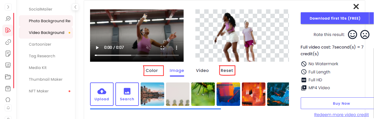 Adjust the video background with different colors and images.