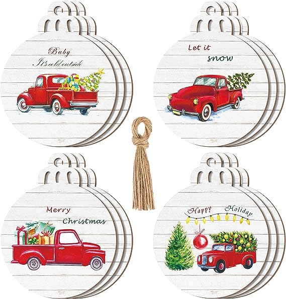 Wooden Christmas Truck Ornaments  