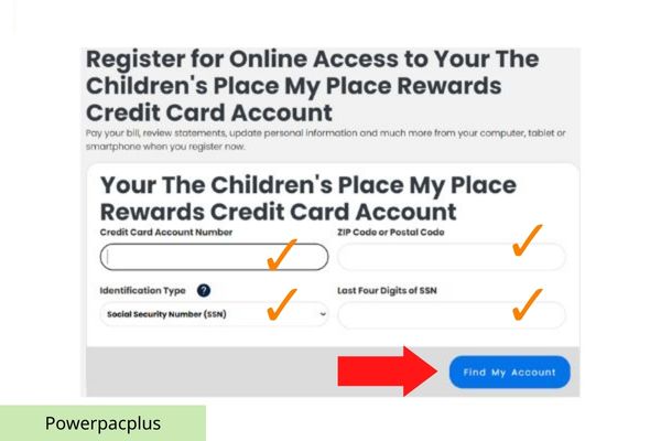 enroll a childrens place credit card account