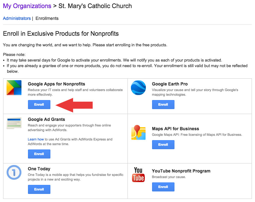 Where can churches sign up for free email addresses?