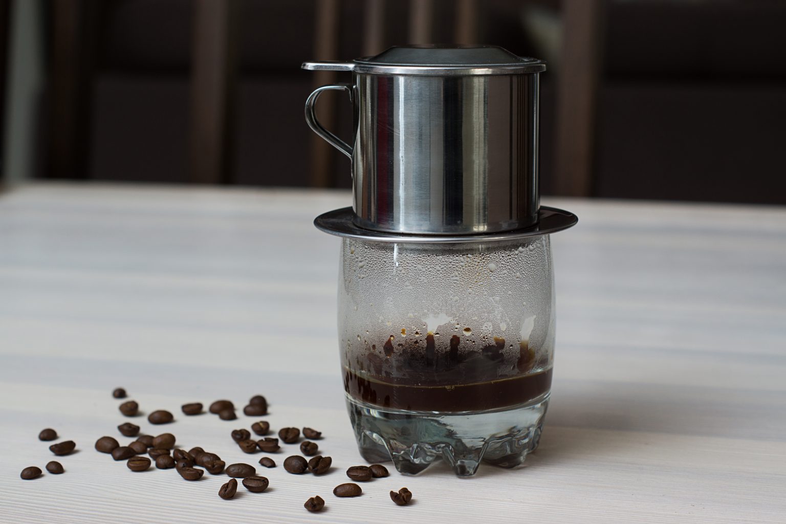 Vietnam drip coffee with coffee beans
