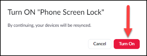 Turn On Phone Screen Lock prompt