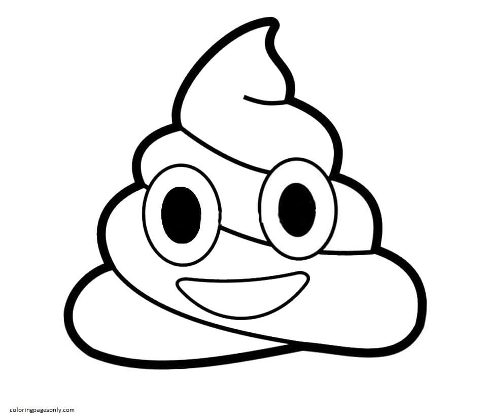 Smiling Poop Emoji coloring pages