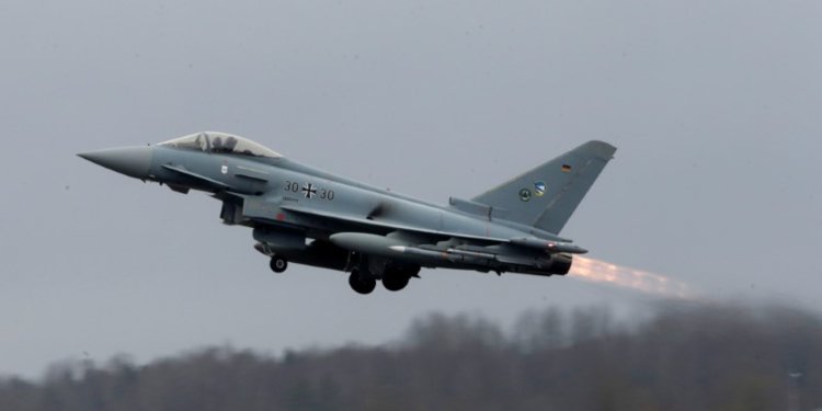 German Air Force Eurofighter Typhoon takes-off during the air policing scramble in Amari air base, Estonia, March 2, 2017. REUTERS/Ints Kalnins