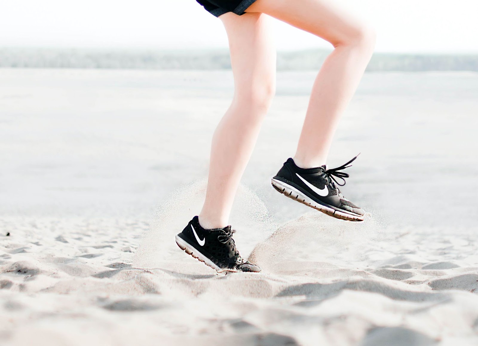 Person running on a beach