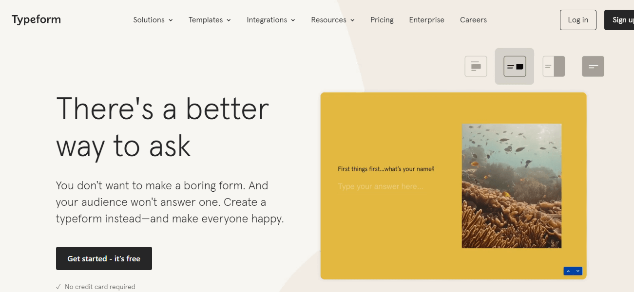 Typeform homepage