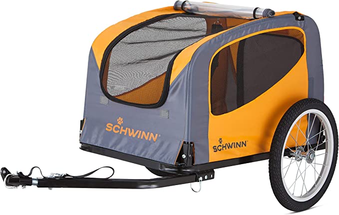 Schwinn Rascal Bike Pet Trailer, For Small and Large Dogs, Folding Frame Carrier, Quick Release Wheels, Universal Bicycle Coupler, Adjustable