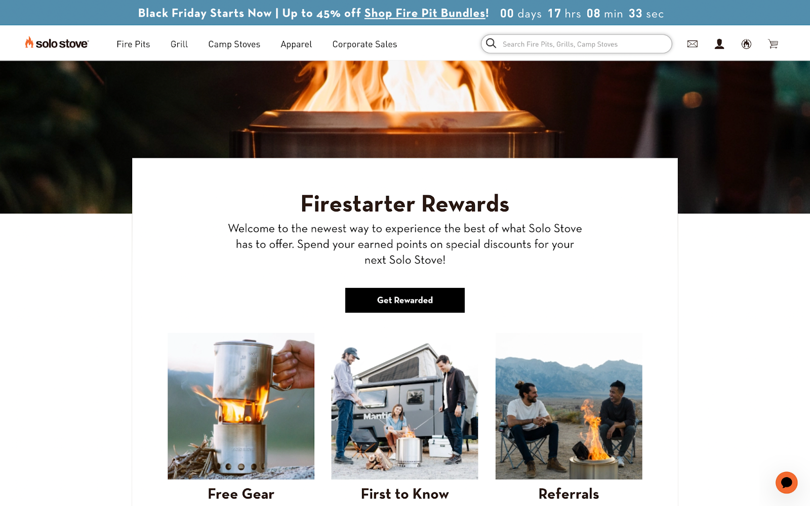 Best loyalty programs 2021 example 1–Screenshot of Solo Stove's rewards program explainer page