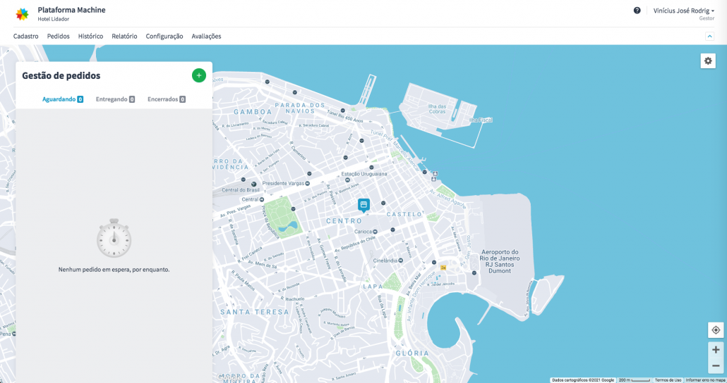 Mapa do Rio de Janeiro na plataforma de entregas da machine