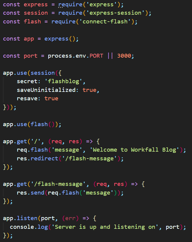 How to Show Flash Messages in Node.js using the Connect-flash Package? -  The Workfall Blog