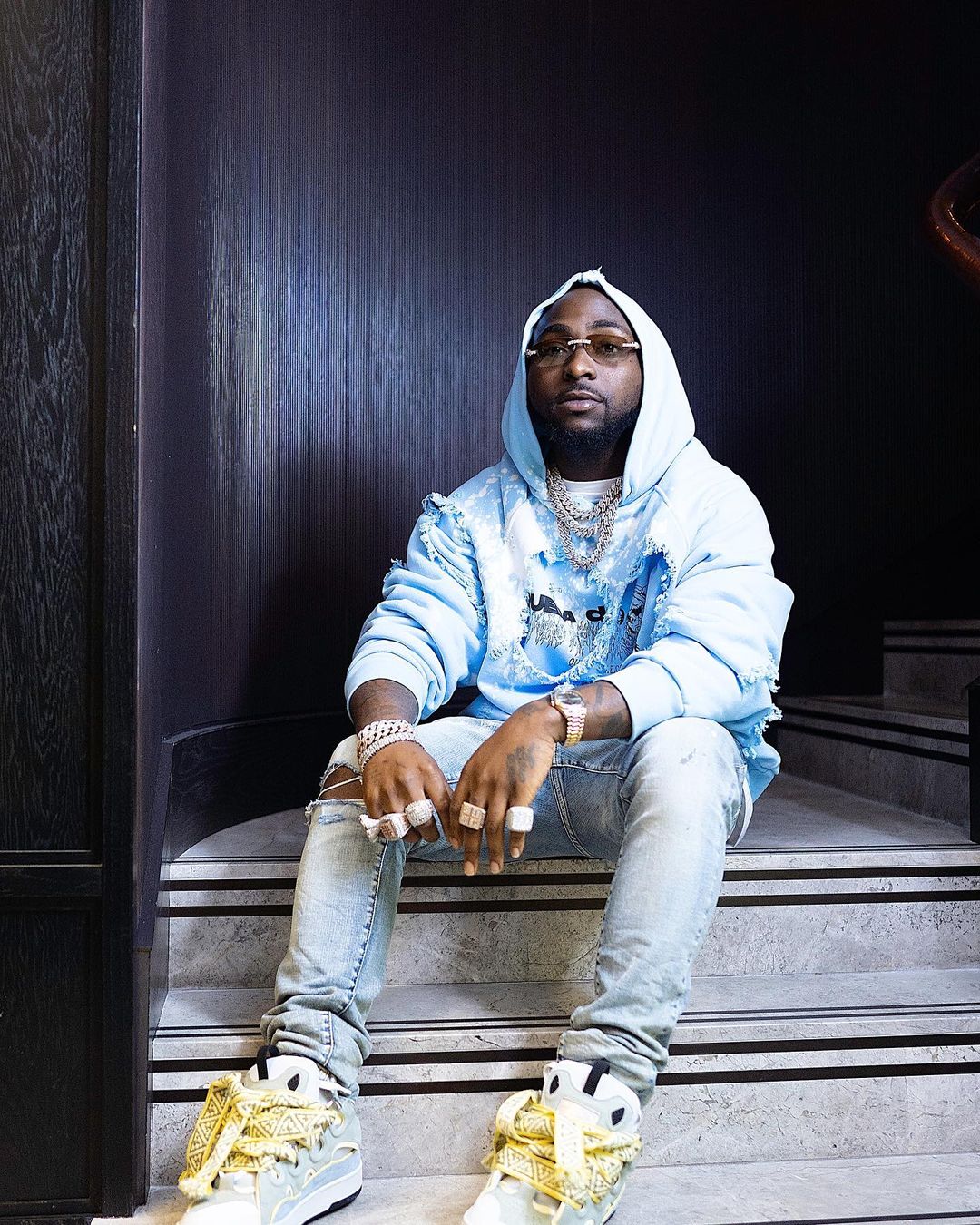 Davido rocking streetwear outfit