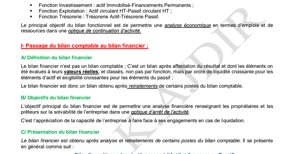 Chapitre I Partie Ii Analyse Du Bilan Pdf Google Drive