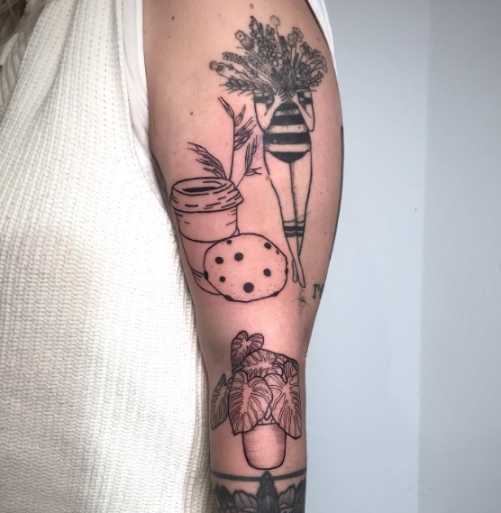 Veggies Monstera Tattoo