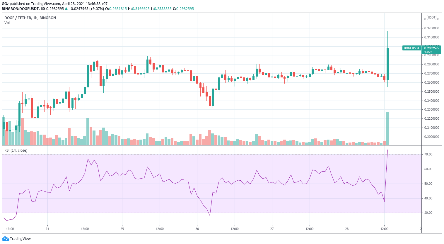 ราคา Dogecoin พุ่งทะลุ 0.32 ดอลลาร์