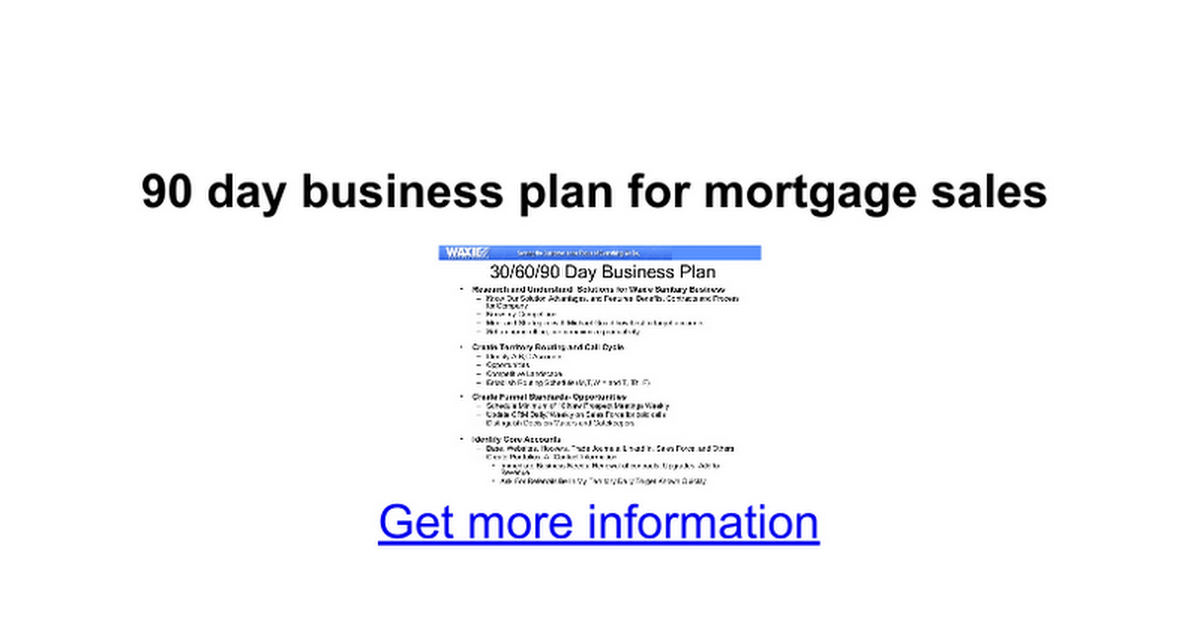 business plan for mortgage specialist