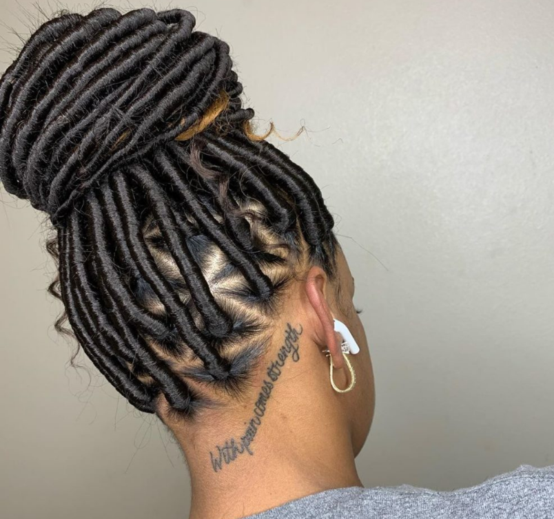 Up do bun edition of triangle part locs