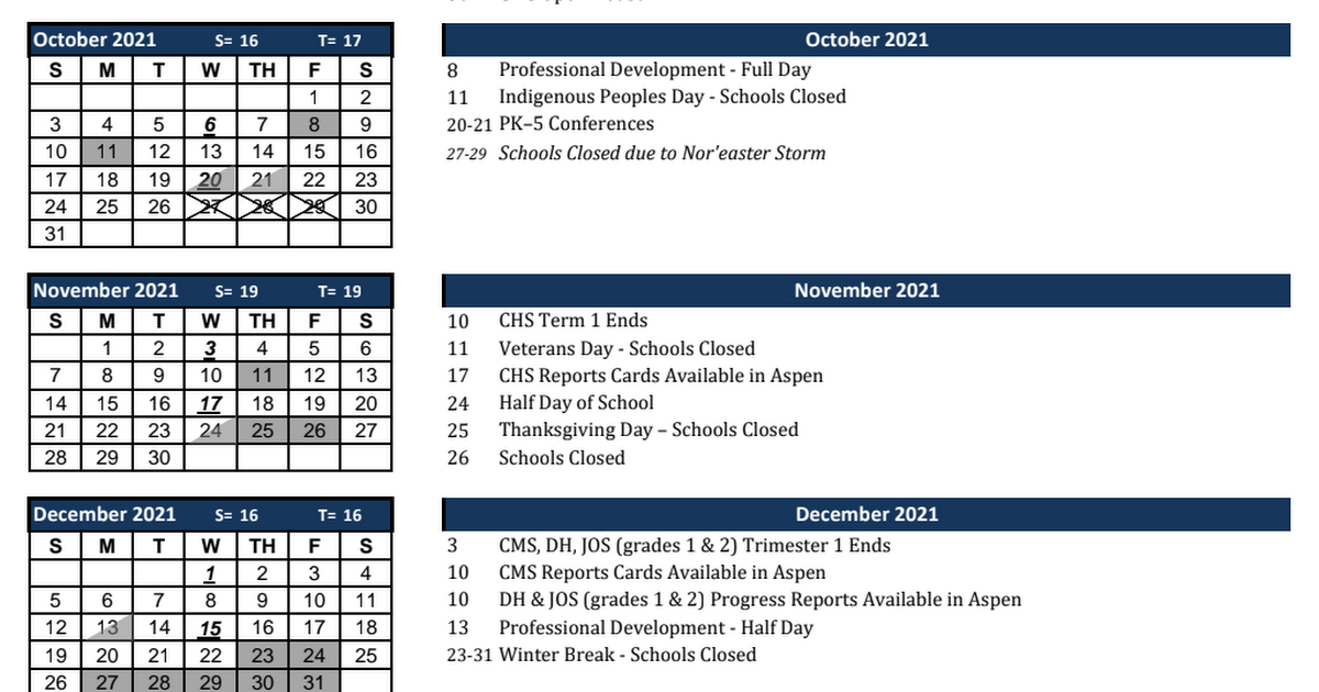 2021-2022 Cohasset Public Schools Calendar - Approved by SC 4.28.2021 Revised 11.2.21.pdf