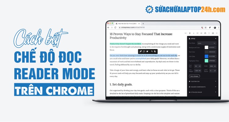 Cách bật Reader Mode trên Chrome