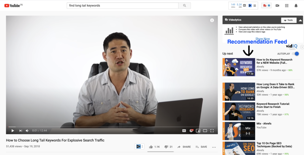 youtube tags for recommendation feeds