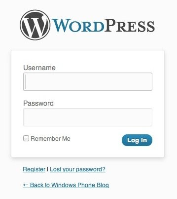 Giao diện đăng nhập Wordpress