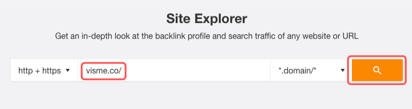 Insert a Website on Ahrefs Site Explorer