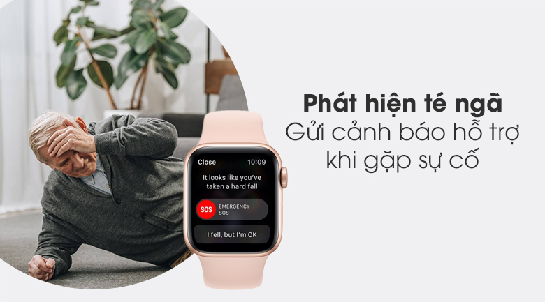 Apple Watch S6 LTE 40mm viền nhôm dây cao su hồng - phát hiện té ngã